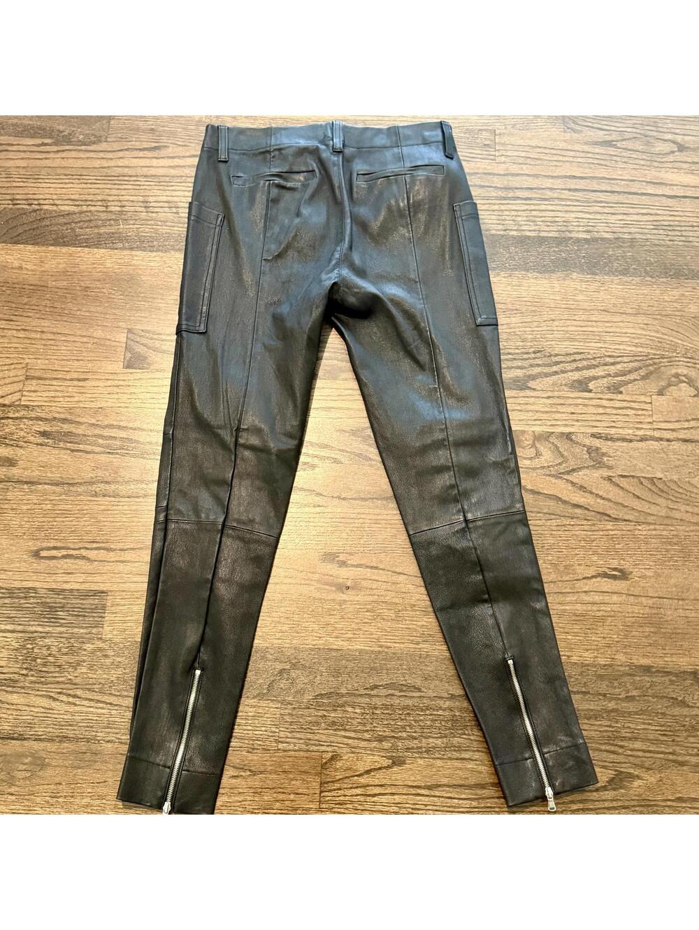 NWOT J BRAND Black 100% Lamb Leather Pants Size 27 - Picture 2 of 5